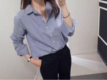 图 起雯多多服饰公司 宽松衬衫女装竖条纹衬衣 深圳服装 鞋帽 箱包